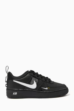Buy Nike Black Air Force Utility Sneakers in Leather For Boys