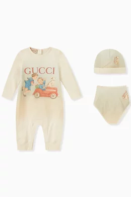 Buy Gucci Neutral Gucci Storybook Print Gift Set in Cotton For Baby Boys Online Ounass UAE