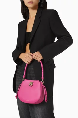 Buy Mulberry Pink Mini Iris Hobo Shoulder Bag in Heavy Grain
