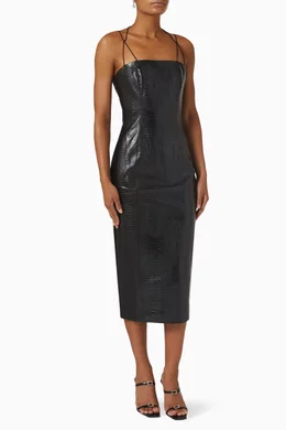 Buy Misha Black Tiffany Dress in Faux Leather For Women Online | Ounass UAE