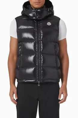 Buy Moncler Black Bormes Logo Padded Vest in Nylon Laqué For Men