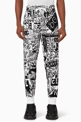Buy Dolce Gabbana White Graffiti Flock Track pants in Fleece For Men Online Ounass UAE