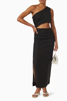 knee length dresses for ladies Sir Bettina Midi Dress in Black – Coco & Lola main image 1