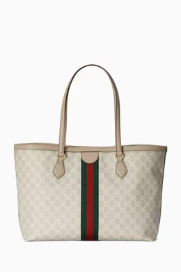 Buy Gucci Neutral Ophidia Medium Tote Bag in GG Supreme Canvas For Women Online Ounass UAE