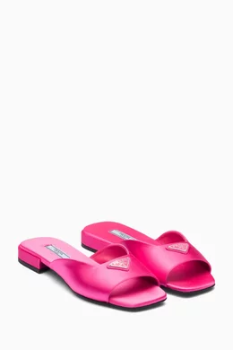Buy Prada Pink Ciabatte Square toe Flat Sandals in Satin For Women Online Ounass UAE
