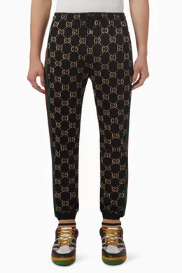 Buy Gucci Black Logo Jogging Pants in Cotton Blend For Men Online Ounass UAE
