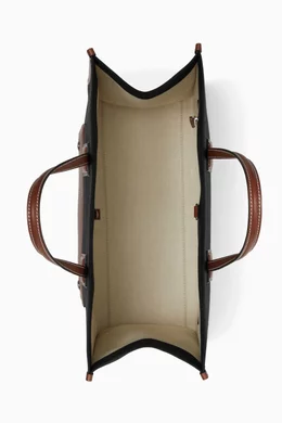 Buy Burberry Black Medium Freya Tote Bag in Canvas & Leather