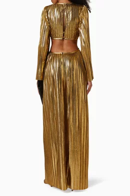 rasario gold dress Draped sequined mini dress with long sleeves 42 (FR) / Gold