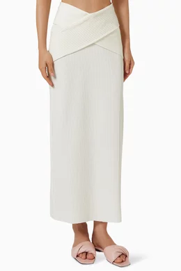 Buy Studio Amelia Neutral Serpent Wrapped Midi Skirt in Viscose
