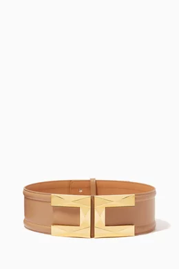 Buy Elisabetta Franchi Brown Logo High waist Belt in Leather For Women Online Ounass UAE