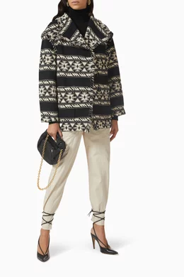 Buy Isabel Marant Etoile Black Josialo Belted Jacket in Jacquard