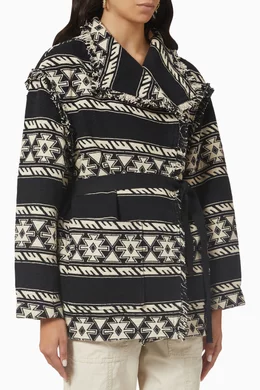 Buy Isabel Marant Etoile Black Josialo Belted Jacket in Jacquard