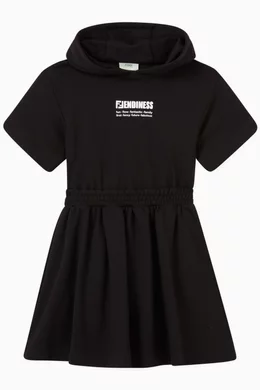 Buy Fendi Black Logo Sweater Dress in Cotton For Girls Online Ounass UAE