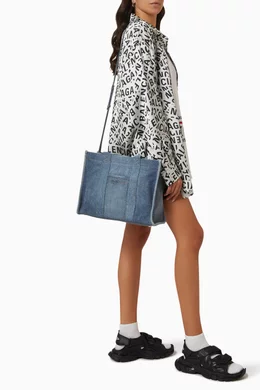 Buy Balenciaga Blue Hardware Medium Tote Bag in Washed