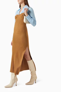 Buy Staud Brown Hazel Midi Dress in Poplin & Wool-blend For Women Online |  Ounass UAE