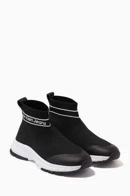 Buy Calvin Klein Black Sock High top Sneakers in Stretch Fabric For Boys Online Ounass UAE