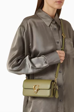 Buy Coach Green Mini Studio Baguette Bag in Leather For Women Online Ounass UAE
