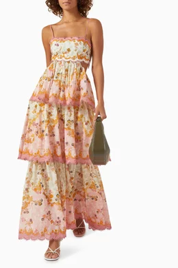 Buy Zimmermann Multicolour Laurel Frill Maxi Dress in Cotton & Silk-blend  For Women Online | Ounass UAE