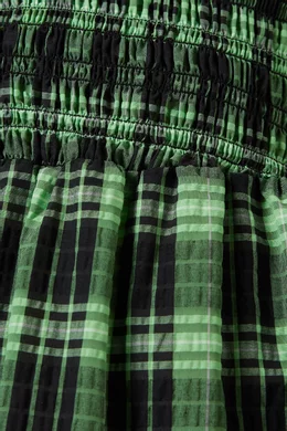 Buy Ganni Green Seersucker Check Maxi Smock Dress in Cotton For Women  Online | Ounass UAE