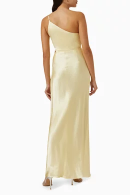 Buy Shona Joy Yellow La Lune Gathered Maxi Dress in Satin For Women Online  | Ounass UAE