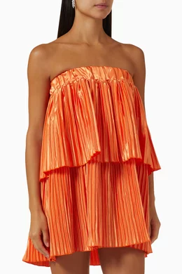 Buy L idee Orange Reveries Strapless Pleated Mini Dress For Women Online Ounass UAE