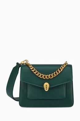 Buy BVLGARI Green Small Serpenti Forever Maxi Chain Crossbody Bag in Leather For Women Online Ounass UAE