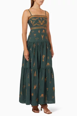 Buy Agua by Agua Bendita Green Lima Maxi Dress in Linen For Women Online |  Ounass UAE