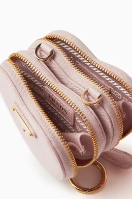 Buy Prada Pink Heart Double Pouch in Saffiano Leather For Women