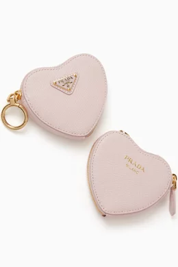 Buy Prada Pink Heart Double Pouch in Saffiano Leather For Women