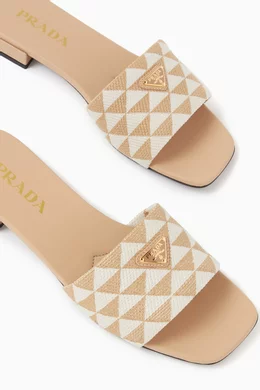 Buy Prada Neutral Ciabatte Triangolo Jacquard Slides For Women Online Ounass UAE