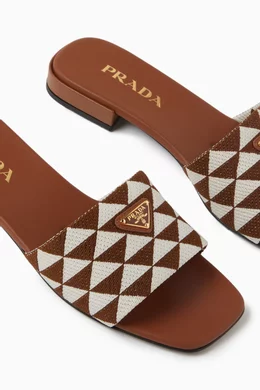 Buy Prada Brown Ciabatte Triangolo Jacquard Slides For Women Online Ounass UAE