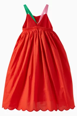 Buy Stella McCartney Red Bird Motif Dress in Cotton Linen For Girls Online Ounass UAE