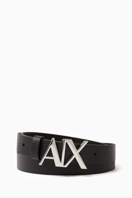 Buy Armani Exchange Black AX Logo Buckle Belt in Leather For Women Online Ounass UAE