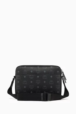 Buy MCM Black Medium Aren Messenger Bag in Visetos For UNISEX Online Ounass UAE