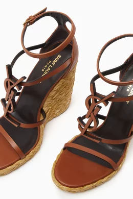 Buy SAINT LAURENT Brown Cassandra 105 Wedge Sandals in Leather For Women Online Ounass UAE