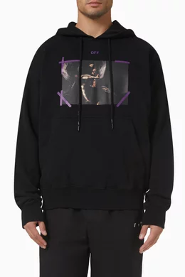 Buy Off-White Black Arrow Caravaggio Mercy Print Hoodie in Cotton