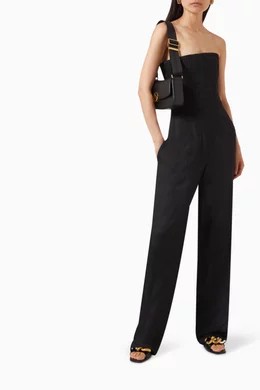 オールインワン・サロペット STELLA MCCARTNEY LINEN BLEND SANGALLO BUSTIER JUMPSUIT Buy Stella McCartney Black Strapless Corset Jumpsuit in