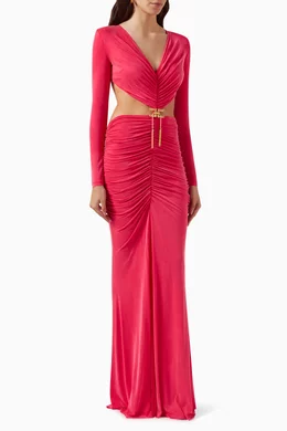 Buy Elisabetta Franchi Pink Red Carpet Maxi Dress in Viscose jersey For Women Online Ounass UAE