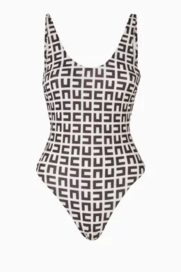 Buy Elisabetta Franchi Neutral EF Monogram One-piece