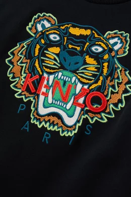 Buy KENZO KIDS Black Embroidered Tiger Sweatshirt in Cotton For Boys Online Ounass UAE