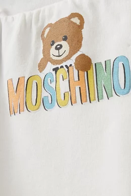 Buy Moschino Neutral Logo Teddy Bear Print Leggings in Stretch Cotton For Baby Girls Online Ounass UAE