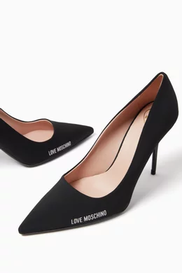 Buy Love Moschino Black Logo 95 Pumps in Smooth Leather For Women Online Ounass UAE