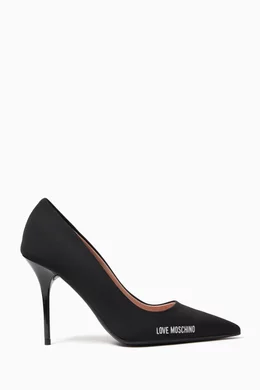 Buy Love Moschino Black Logo 95 Pumps in Smooth Leather For Women Online Ounass UAE