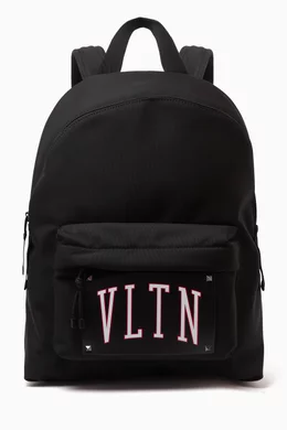 Buy Valentino Garavani Black VLTN College Backpack in Nylon  display picture 1
