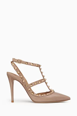 Buy Valentino Garavani Neutral Valentino Garavani Rockstud 100 Caged Pumps in Patent Leather For Women Online Ounass UAE