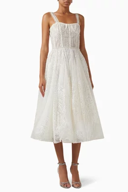 mademoiselle bridal midi dress in white bronx and banco BRONX AND BANCO Mademoiselle Bridal Midi Dress