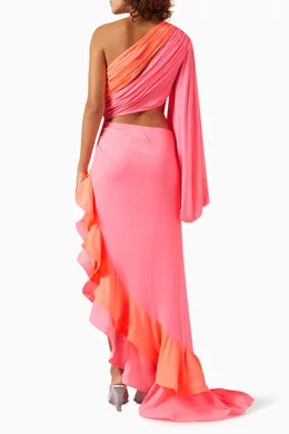 Buy Bronx and Banco Multicolour Hanna Cut-out Ruffled Maxi Dress