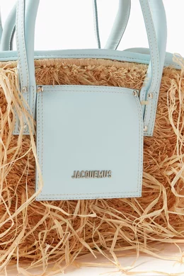 Buy Jacquemus Blue Le Panier Soleil Tote Bag in Raffia For Women