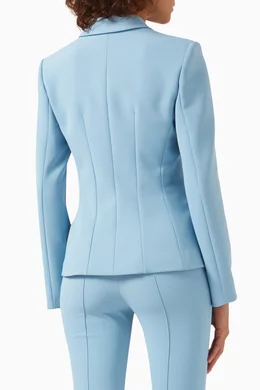 Buy Elisabetta Franchi Blue EF Logo Scarf Blazer in Double