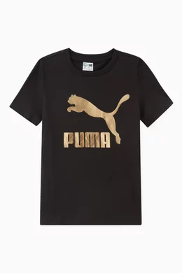 Buy Puma Black Logo Print T shirt in Cotton For Girls Online Ounass UAE
